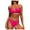 Hot Pink, variant on Xudanell Women's Solid Scoop Neck Push Up Padded Low Waist Brazilian Thong Bikini Swimsuit Bathing Suit Summer Sexy Swimwear (Pink,L)