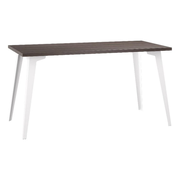 Orison 27x57 Mid Century Modern Metal Desk - Alpine White / Trail Walnut