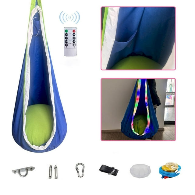Home Textile Products Hanging Children's Pod Swing Seat Portable Hanging Chair Swing With Inflatable Cushion Hanging Chair Sensory Swing Chair With Bag Max. For Indoor And Outdoor Use