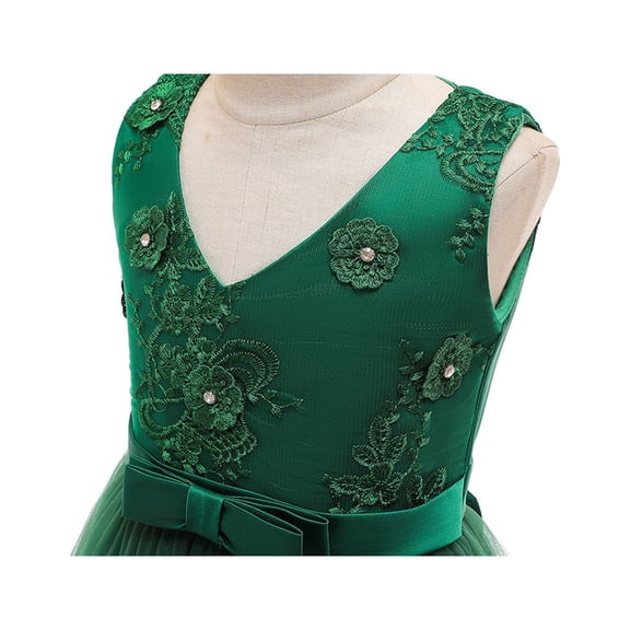 Aayomet Flower Girl Dresses For Wedding Little Girls Sleeveless Denim Princess Dresses Casual Bowknot Front One-Piece Tutu Sundress Skirt,Green 4-5 Years