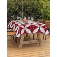 thumbnail image 2 of Red Geometric Outdoor Tablecloth - 60x84 Inch Rectangle Dining Table Cover, Vintage Rhombus Circle Texture Waterproof Outdoor Table Cloth with Umbrella Hole & Zipper for Picnic/Patio/Party, 2 of 7