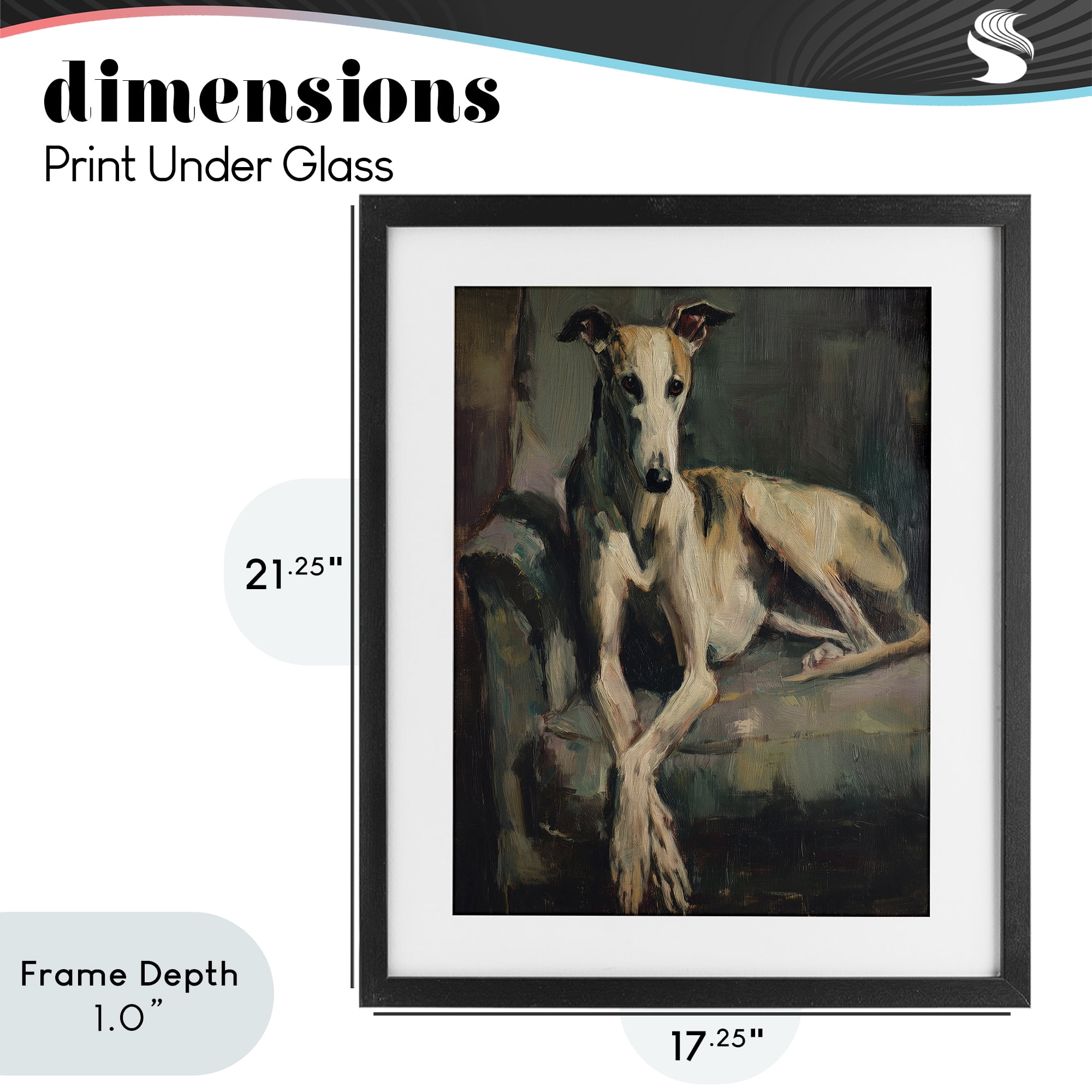 Stupell Industries Regal Comfort Whippet Dog Black Framed Print Under Glass, design by Svetlana Aleynikova