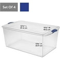 thumbnail image 4 of REBESCO 4 Pack Latch Box Plastic 105 Qt, Clear Plastic Storage Bins with Lid, White & Blue, 4 of 9
