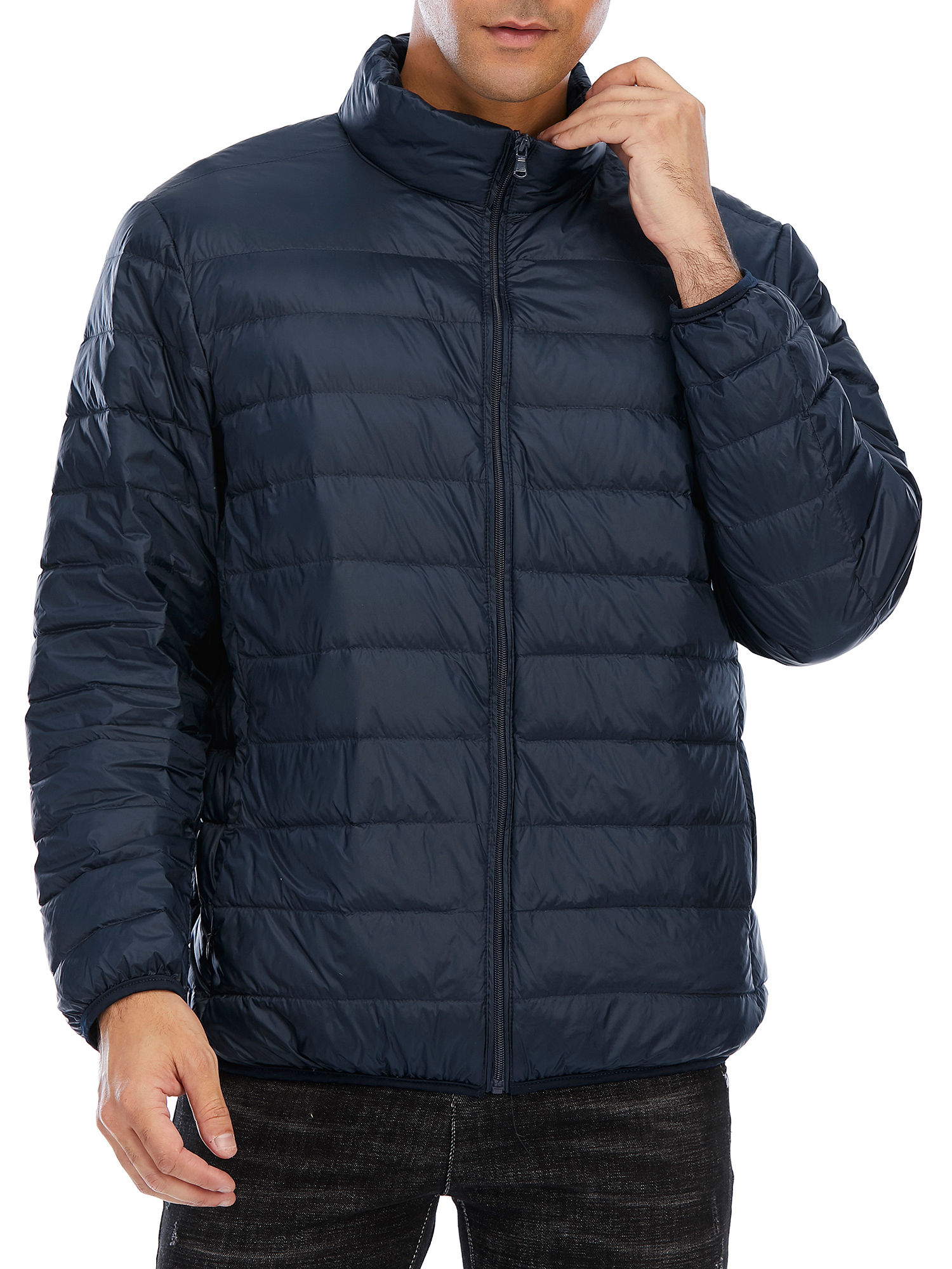 Mens Down Jacket Casual Zip Up Windbreaker Jackets Outdoor Coat Winter Jackets Lightweight Down Jacket Men Boys Puffer Coats Outwear, Size S-2XL - image 1 of 7