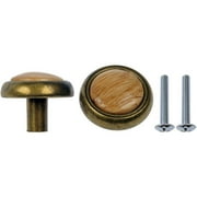 Symmetry Mushroom Knobs, Antique Brass/Oak, 2pc