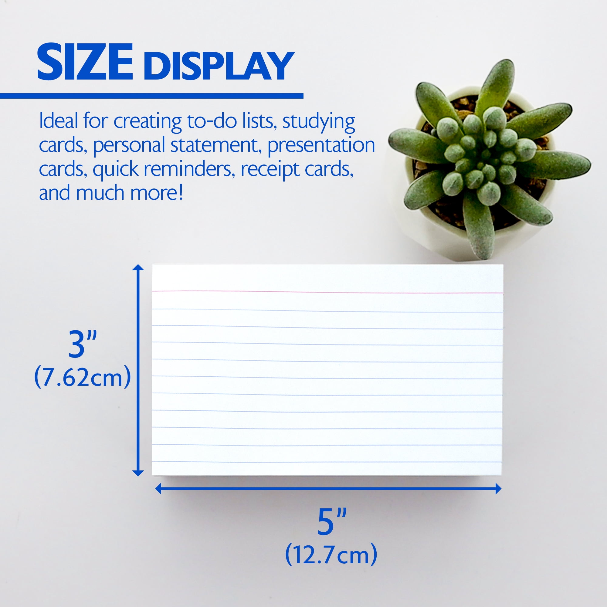 BAZIC Ruled Index Cards 3"X5" 200 Count, Ruled Lined White Flashcards, 36-Packs