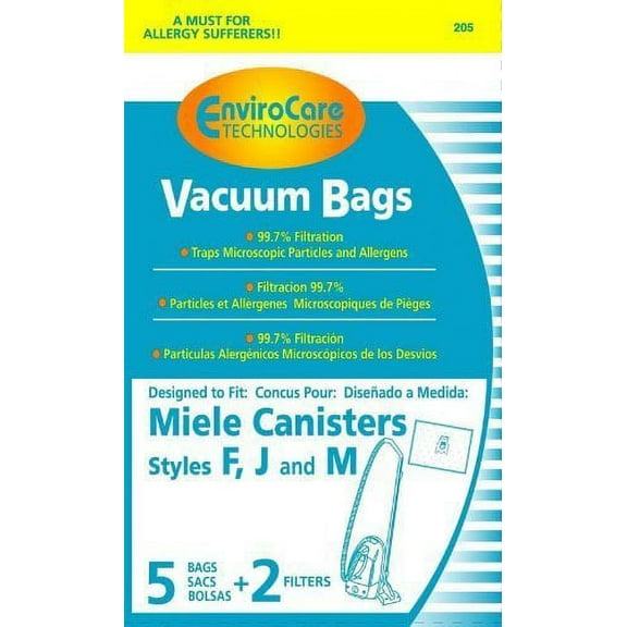 Compatible with Miele Canister Vacuum Anti-Allergen Filtration Type FJM Bags 5 Pk Part # C205