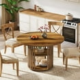 thumbnail image 4 of Finmind 47" Round Dining Table for 4, Farmhouse Kitchen Table for Kitchen, Brown, 4 of 5
