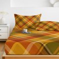 thumbnail image 6 of Twin XL Size Fitted Sheet Set - Orange Checked 2 Piece Bedding Sets 16" Deep Pocket Fitted Sheet with 1 Pillowcases, Green Thanksgiving Buffalo Plaid Brushed Microfiber Hotel Luxury Bed Sheets, 6 of 9