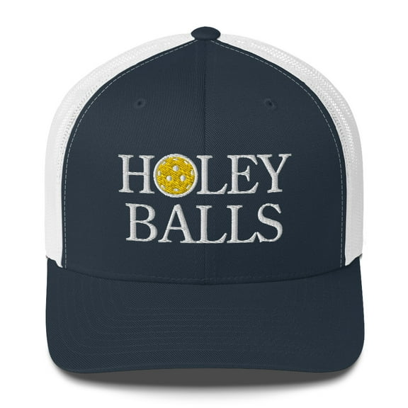 Holy Balls Pickleball Hat - Trucker Cap (Navy/ White)
