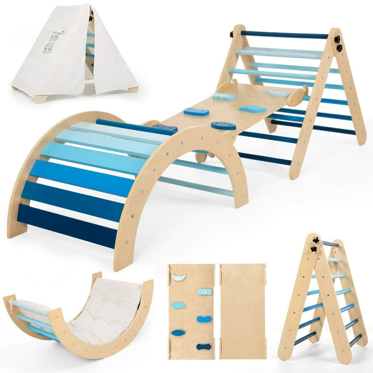 Pikler Triangle Set, Caveen in Montessori Climbing Set, Wooden