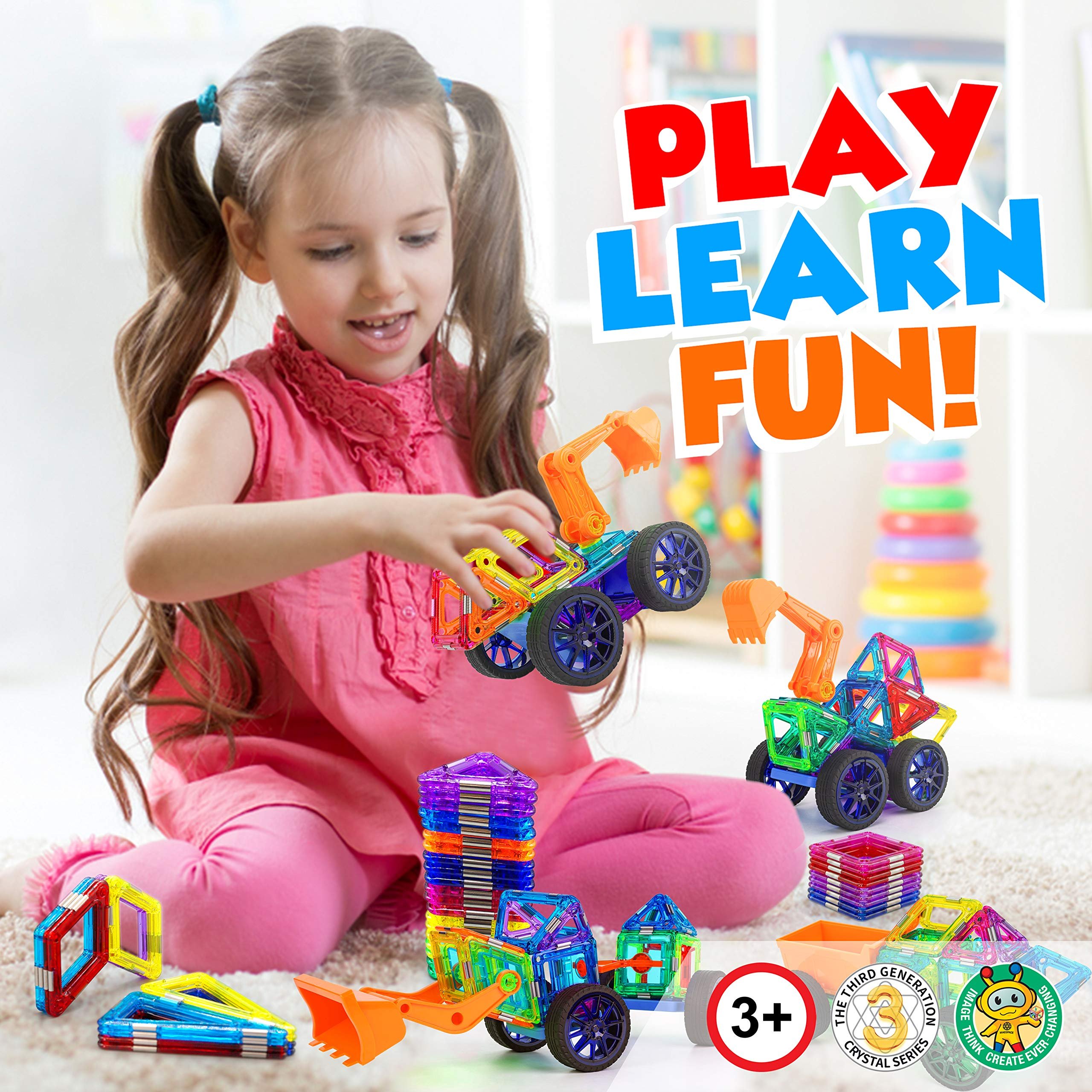 Hurtle HURWHEL2 - Magnetic Blocks Wheels Set - Compatible with Other Brands of Standard Size Magnetic Tiles, Magnetic Toys Wheels Bases for Kids/Toddlers (2 pcs.)
