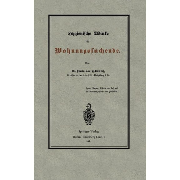 Hygienische Winke FÃ¼r Wohnungssuchende, (Paperback)