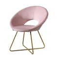 thumbnail image 3 of Pink Polyester Chair in Velvet / Comfort from Curved Back and Gold Finish, 3 of 5