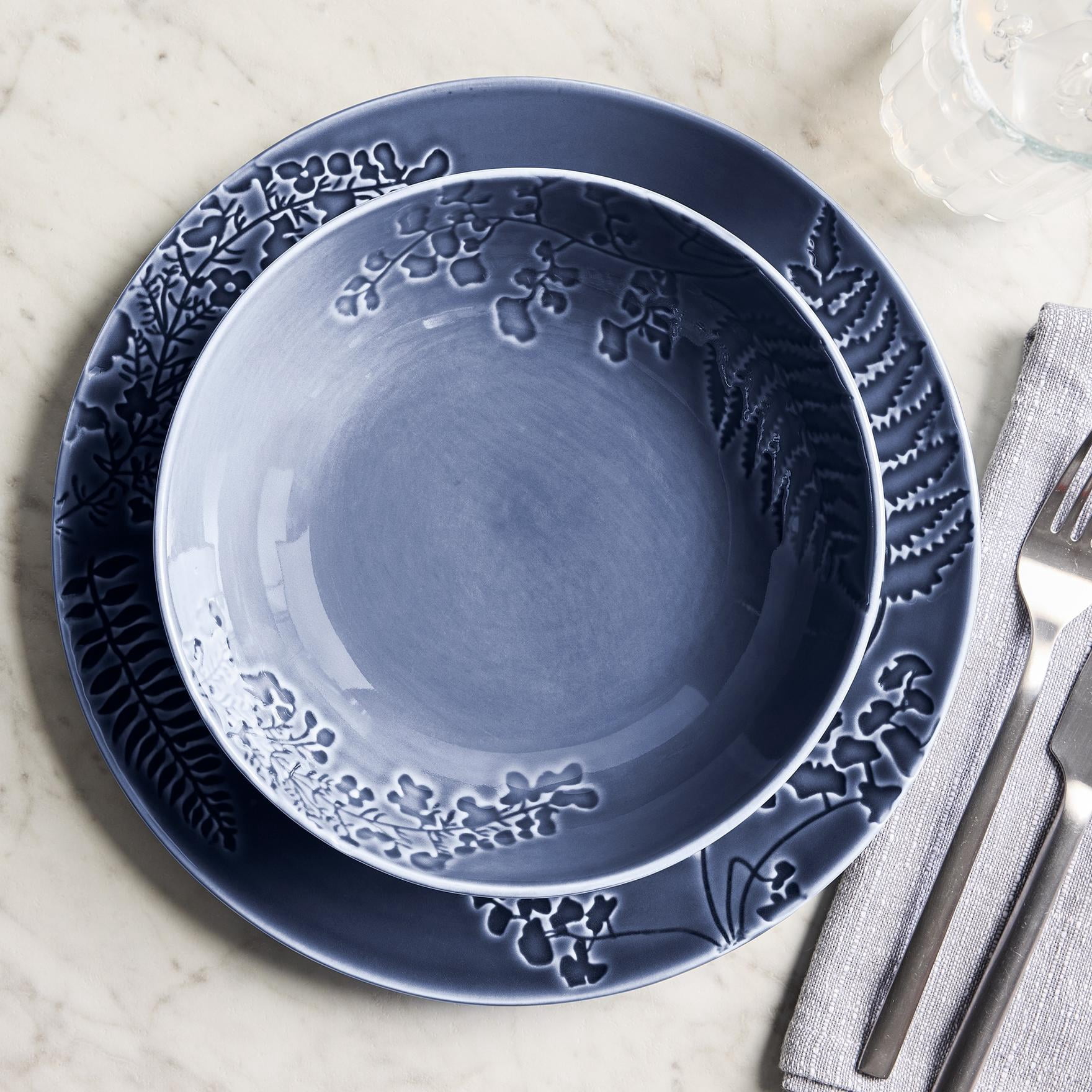 Better Homes & Gardens Ellie Collection Blue Stoneware Dinner Bowl, 8 inch