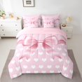 thumbnail image 2 of jejeloiu Kawaii Bowknot Hearts 7-Piece Twin Bedding Sets,Girls Cute Bowtie Bedding Comforter Set For Girls Women Reversible, 2 of 8