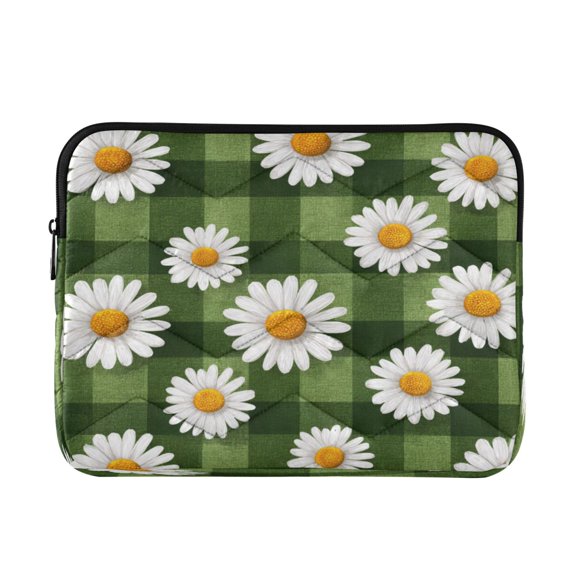Laptop Bag Briefcases Computer Inner Bags Computer Bags Laptop Sleeves Work Travel School Bag16inch Cute Daisies on A Green Checkered