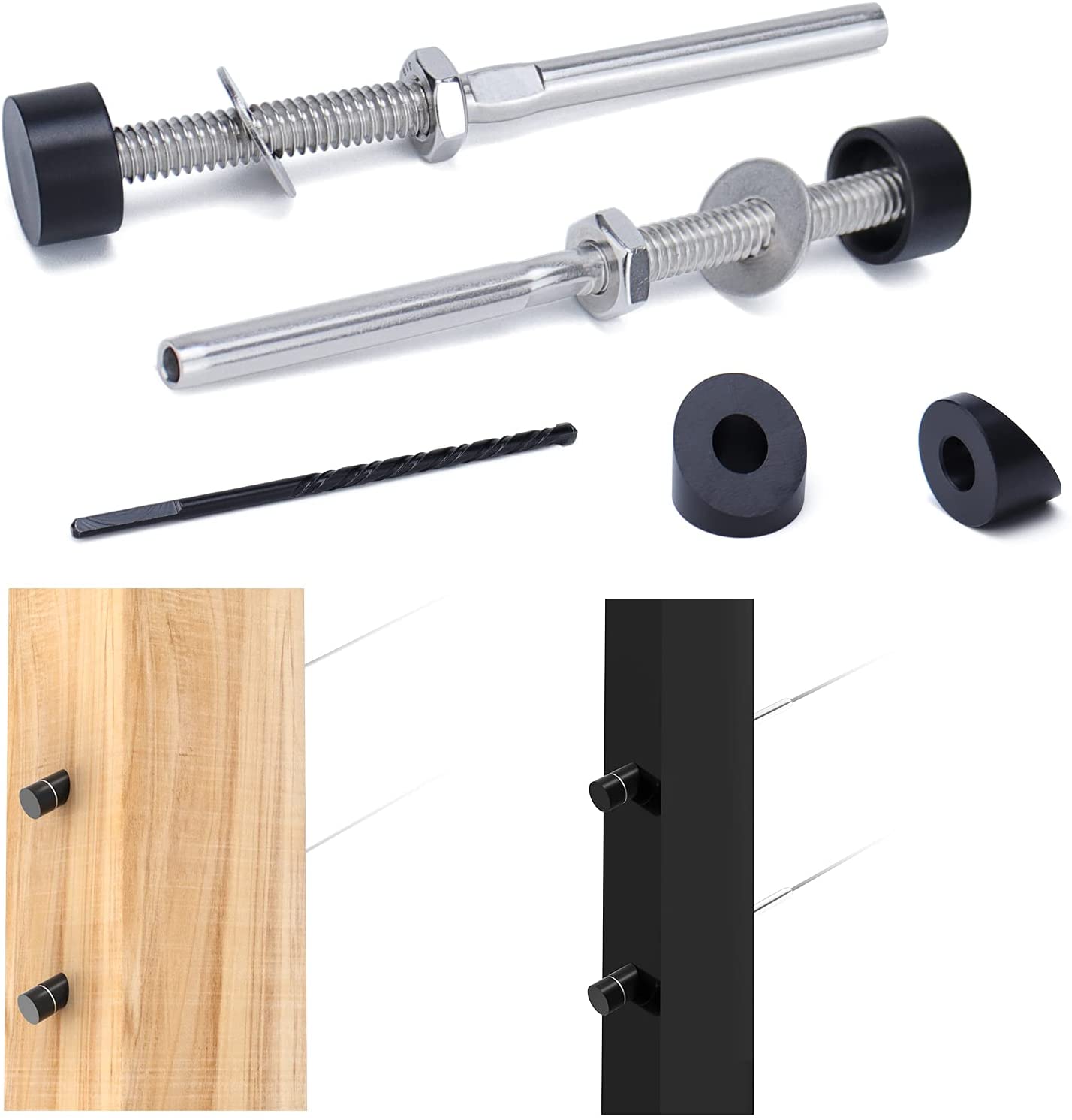 Deck Railing Muzata 10Pack Cable Railing Kit Hand Swage Threaded Stud ...