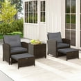 thumbnail image 4 of Costway 5 PCS Patio Rattan Furniture with 2 Wicker Ottomans & Tempered Glass Coffee Table Gray, 4 of 10