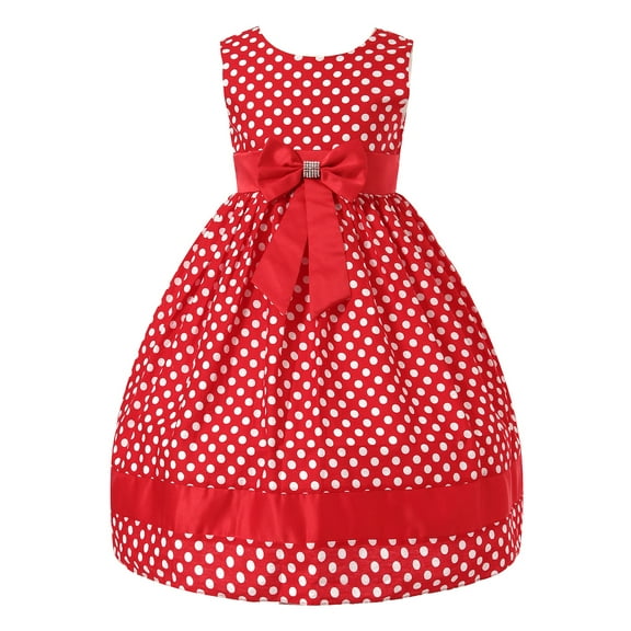 Richie House Little Girls Red Polka Dotted Bow Dress 6