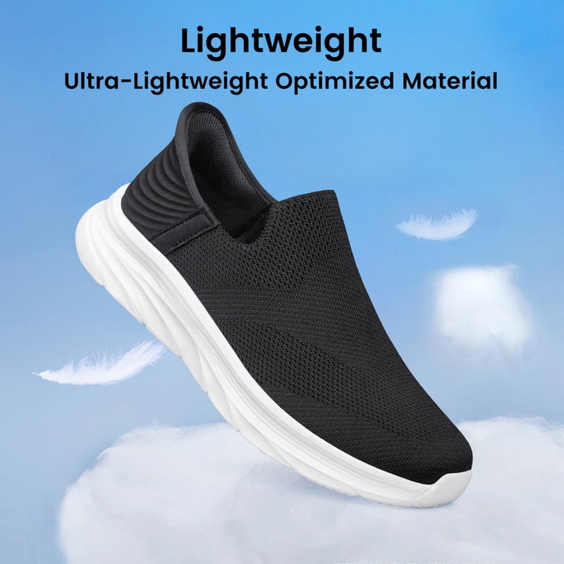 vibdiv Mens Slip on Hands Free Outdoor Walking Sneakers Breathable Athletic Tennis Shoes zapatos de hombre Black Size 12