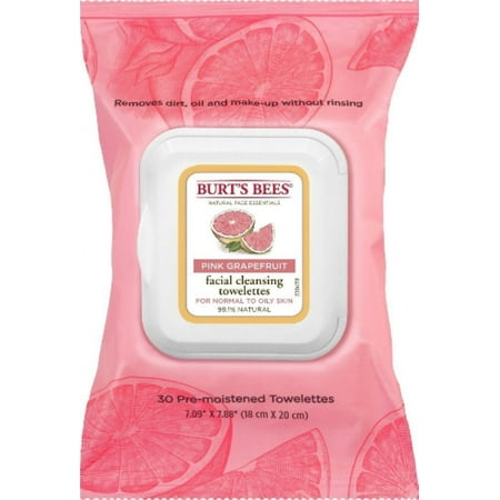 Burt's Bees Facial Cleansing Towelettes, Pink Grapefruit 30 ea (Pack of 4)