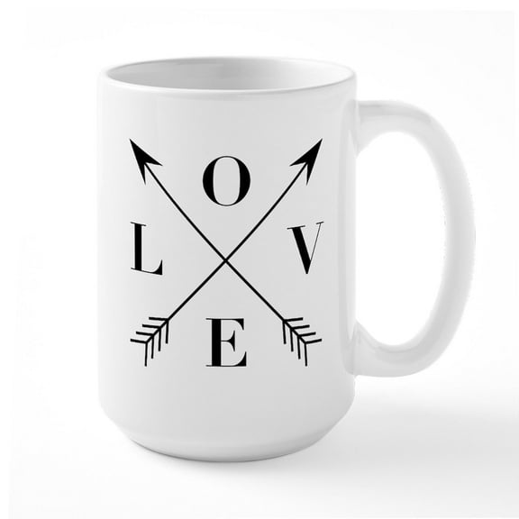 CafePress - Love Arrows - 15 oz Ceramic Large White Novelty Mug