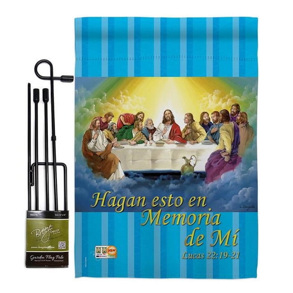 Breeze Decor BD-FR-GS-103045S-IP-BO-D-US19-AL 13 x 18.5 in. La Ultima Cena Inspirational Faith & Religious Impressions Decorative Vertical Double Sided Garden Flag Set with Banner Pole