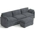 thumbnail image 5 of Aiho 110" Cloud Sectional Couch with L-Shape Chaise, Modern Modular Sofa with Deep Seat, Corduroy Fabric Upholstered Couch for Living Room, Apartment and Small Space - Gray, 5 of 12