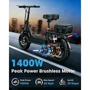 Electric Scooter Adults with Seat, 48V 17.5AH Foldable Escooter 14 Tires 1200W Peak Motor 25MPH 35Miles Long Range and Disc Brake 350lbs Max Load Dual Shock Suspension Wide Deck Rear Box