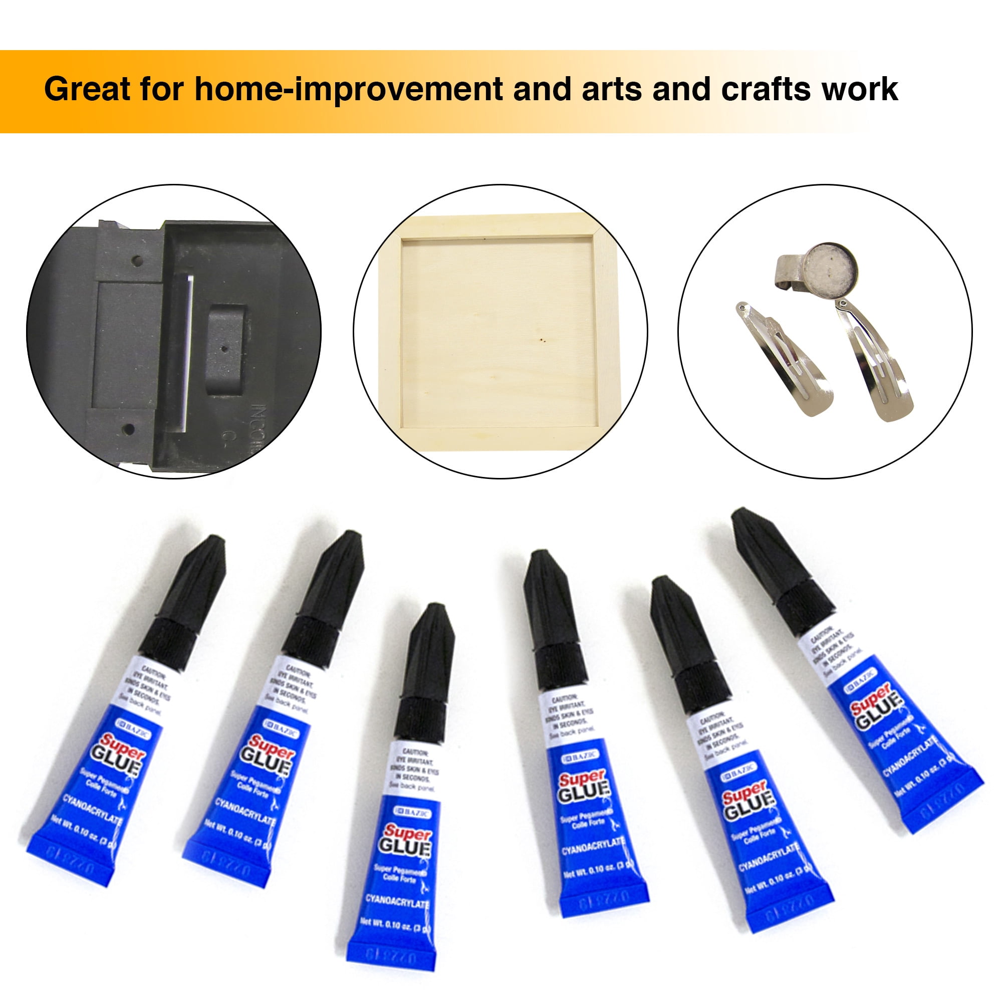 BAZIC Super Glue 3g/0.10Oz, Clear Adhesive Fluid Liquid (4/Pack), 24-Packs