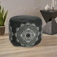 thumbnail image 5 of LR Home Round Black Medallion Pouf Ottoman, 14" H x 18" W, 5 of 8