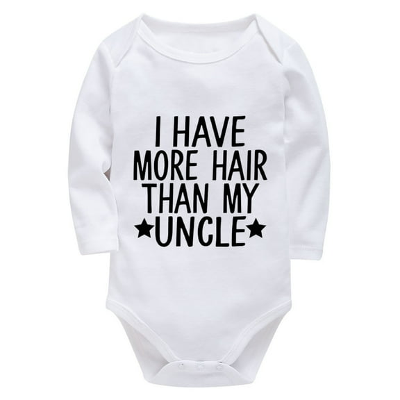 I Have More Hair Than My Uncle Newborn Baby Winter Clothes Long Sleeve Neutral Baby Onesie White Baby Girls Outfit