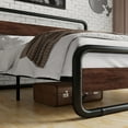 thumbnail image 4 of Amolife Queen Bed Frame with Headboard and Footboard, Metal Platform Bed, No Box Spring Required, Black-Brown, 4 of 9