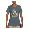 thumbnail image 2 of Wild Bobby I Only Told The Moon, Moon Phases Daisies and Butterflies Vintage Women Graphic Tee, Charcoal, Large, 2 of 6