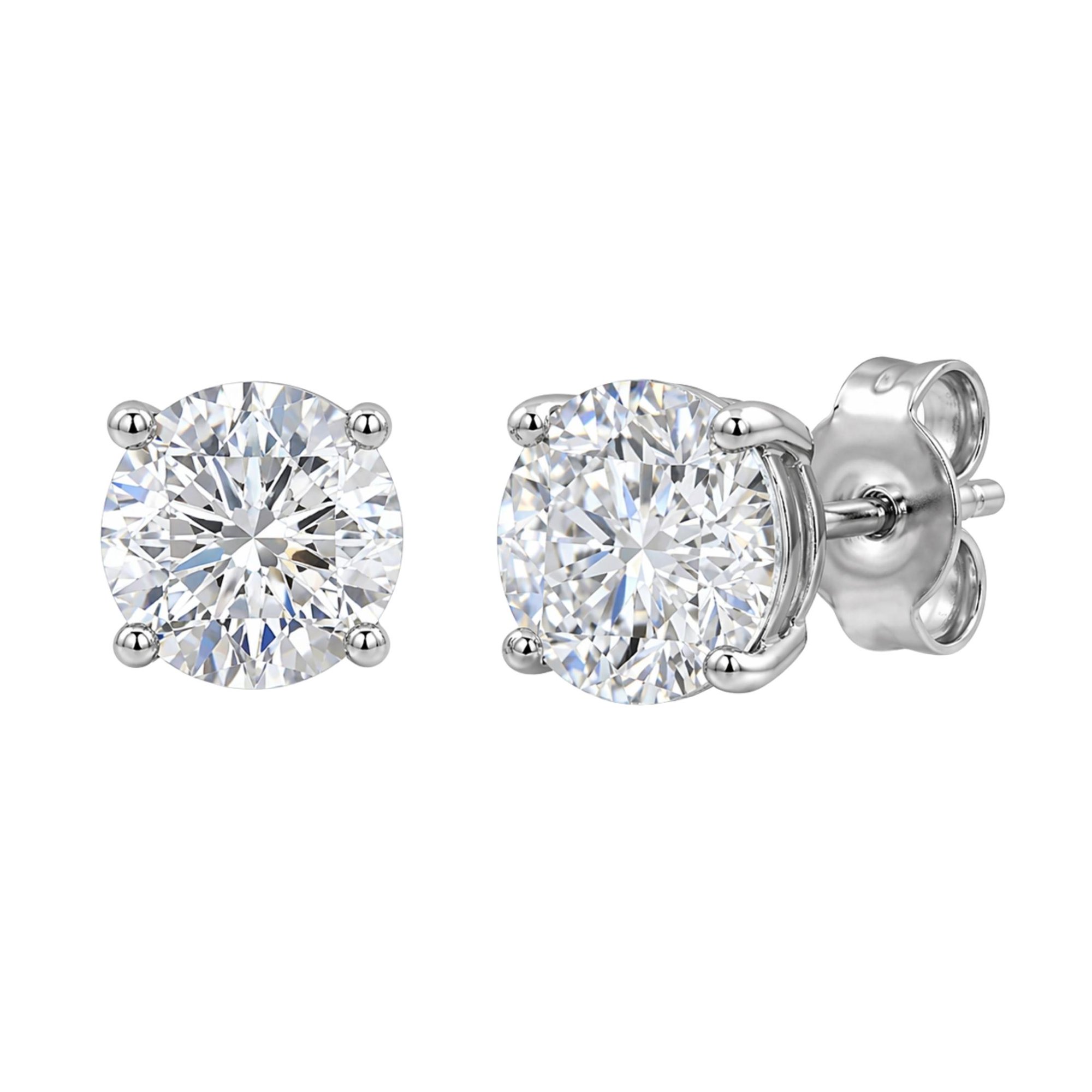 Diamonair Lab-Grown Diamond Stud Earrings for Women | Sterling Silver | Round Cut | Prong Set, Push Back | F Color, VS+ | 1.00 Total Carat Weight | Anniversary, Wedding, Birthday Gift