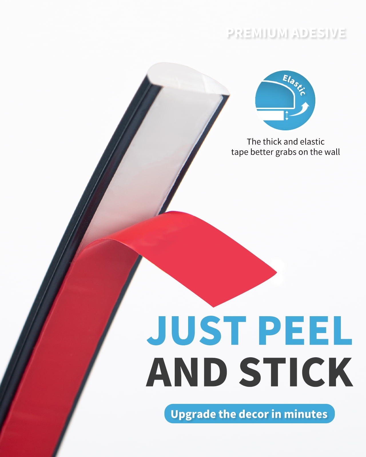 Art3d 25 FtPeel and Stick Trim for Backsplash Tile Edge, Self-Adhesive Liner for Corner Decor in Black