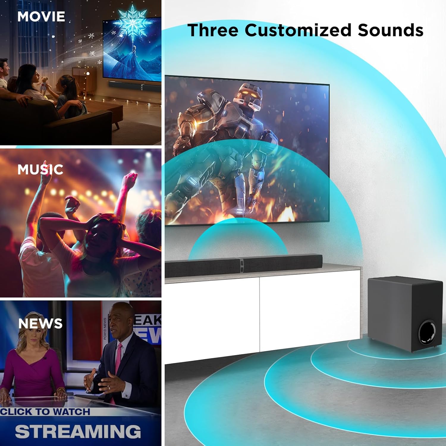 COWIN 120W Soundbar and Subwoofer with Bluetooth 5.3 photo 8