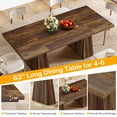 thumbnail image 3 of Finmind 63 inch Farmhouse Dining Table for 4-6 People, Modern Wooden Rectangular Kitchen Table for Dining Room, Kitchen, Rustic Brown, 3 of 7