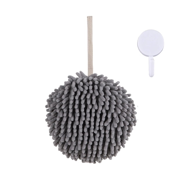 Toallas de secado de mano suave colgantes, juego de decoración de baño, toalla de mano esponjosa gruesa con gancho - Gris