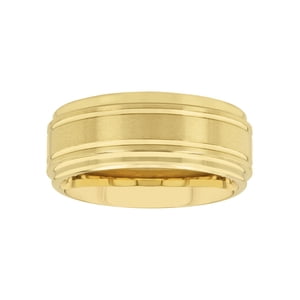 Brilliance Fine Jewelry Men's Yellow Tungsten Grooved Wedding Band