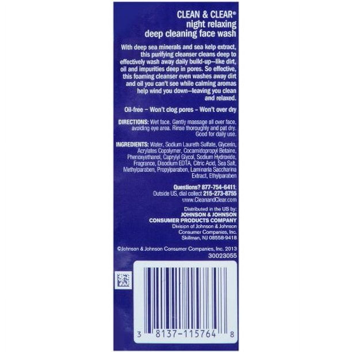 Clean & Clear Night Relaxing Deep Cleaning Face Wash, 8 oz, 6 Pack