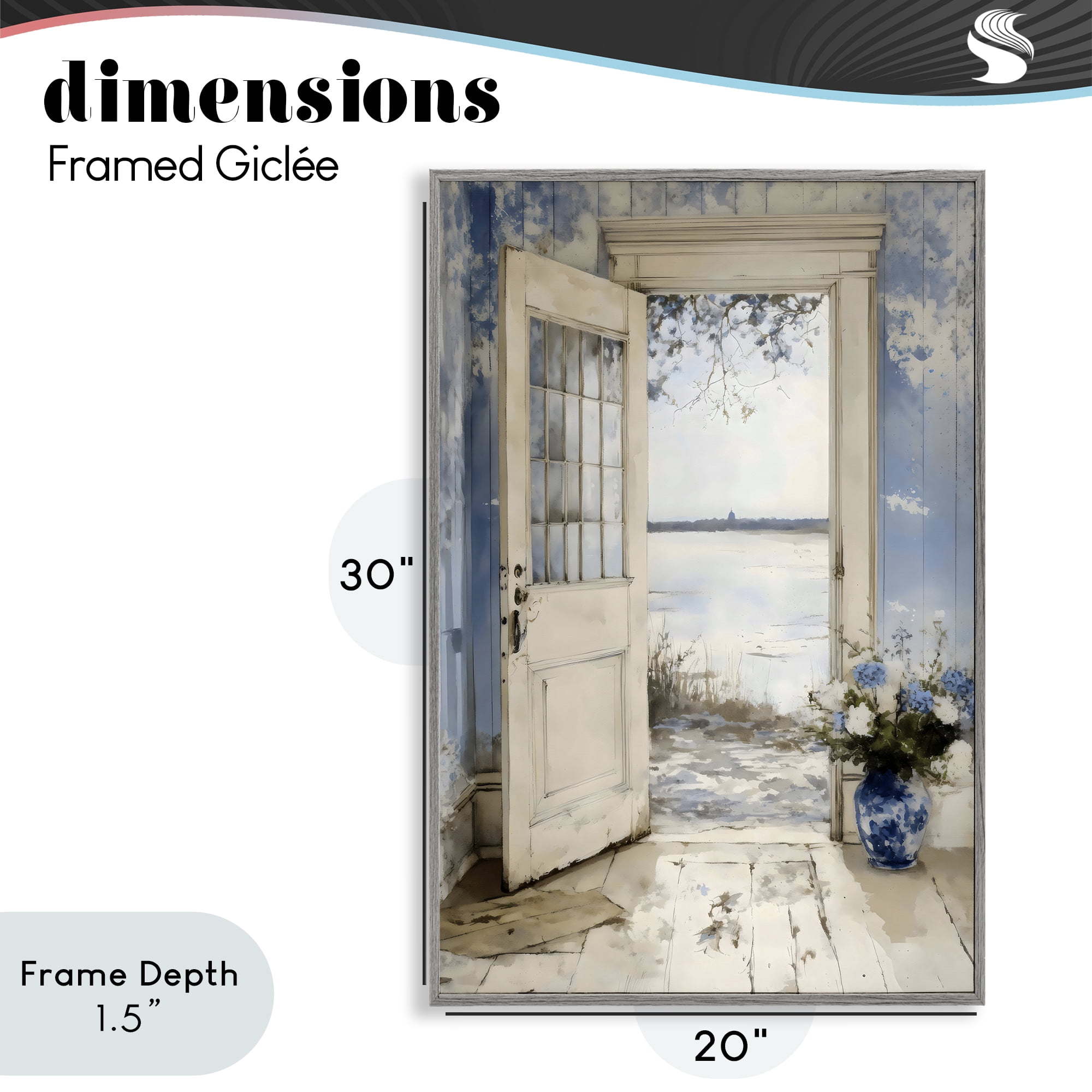 Stupell Industries Blue Country Cottage Doorway Gray Framed Giclee Art, design by LSR Design Studio