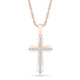 thumbnail image 1 of DGOLD Pendentif Croix Diamant Blanc Rond en Or Rose 10kt pour Femmes (1/6 cttw), 1 of 2