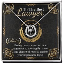 Lucky Necklace Personalized Lawyer Gift for Graduation, Law School Graduation Gift, Custom Attorney Paralegal Law Student Graduate gift for her with meassage card