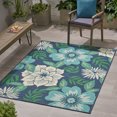 thumbnail image 2 of Noble House Meza Outdoor 84 x 63" Floral Area Rug in Blue and Green, 2 of 6