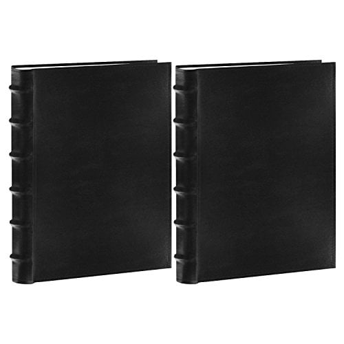 Pioneer Sewn Bonded Leather BookBound Bi-Directional Photo Album, Holds 300 4x6&quot; Photos, 3 Per Page. Color: Black. Two Pack