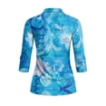 thumbnail image 3 of Uorisanigo Artistic Flowers Athletic Polo Workout Tops for Women Soft Fashionable Women's 3/4 Sleeve Athletic Golf Shirts Comfortable Dry-Fit Tennis Tops Workout Sports Daily Wear, 3 of 7