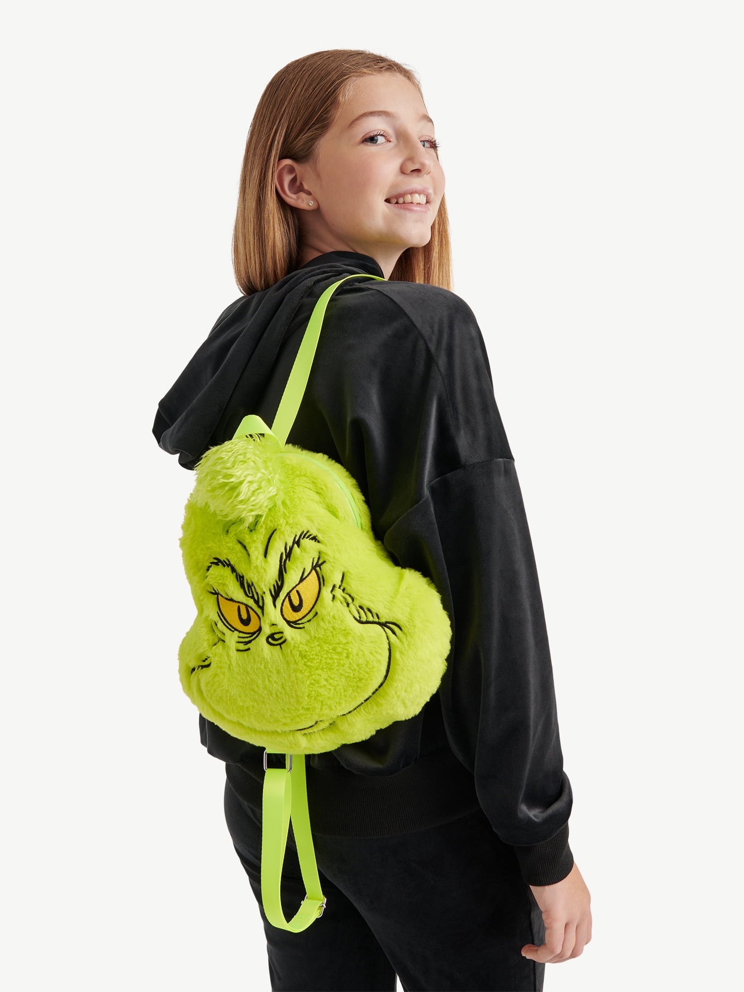Justice Girls The Grinch Faux Fur Mini Backpack, Green