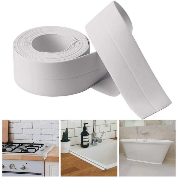 Vruelia Clearance Items!White Caulk Tape, Waterproof Self Adhesive, Seam Stickers, Bathroom Caulk, Toilet Caulk Strip, Bathtub Sealing Strip Tape for Bathroom, Caulking Tape Shower Caulk